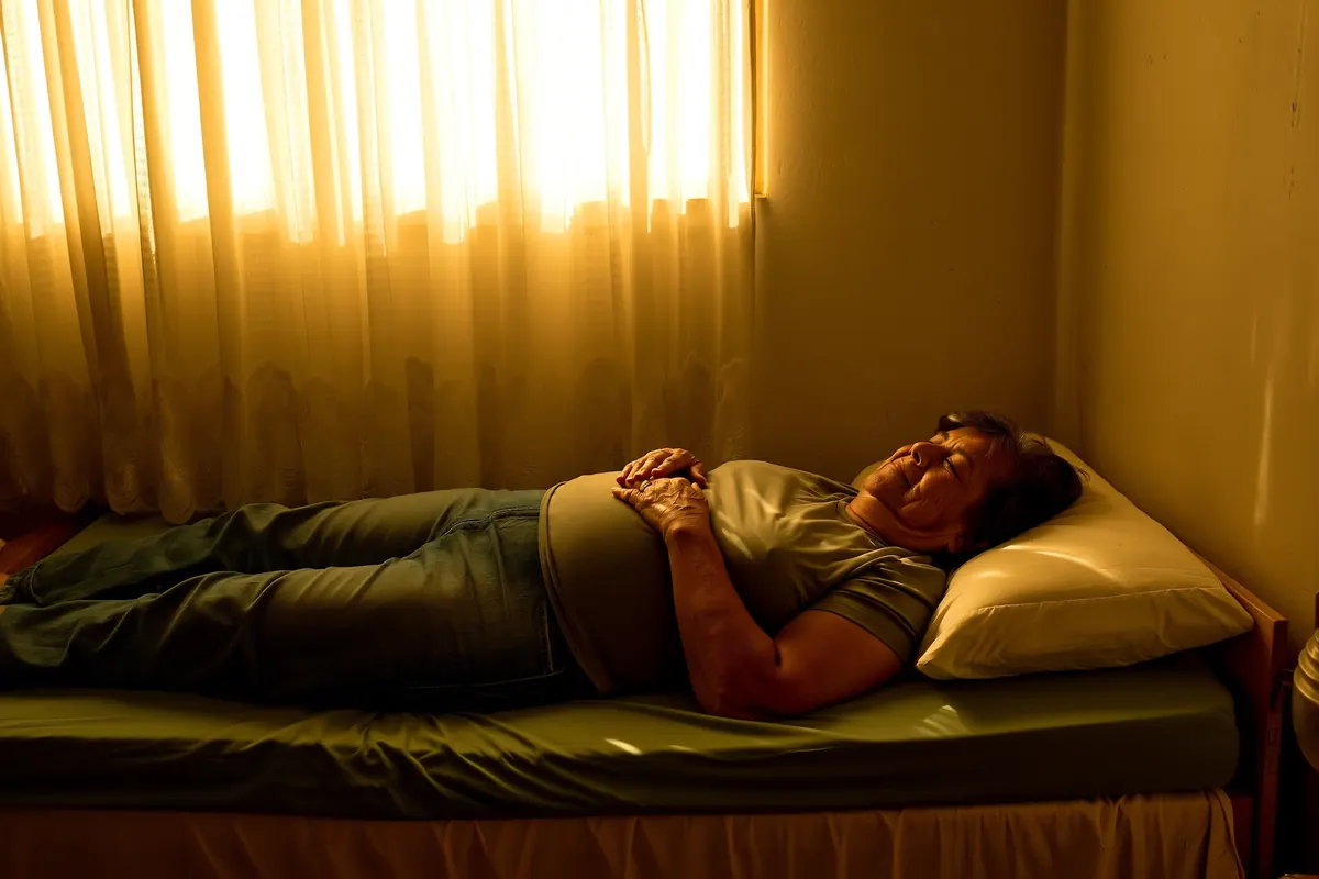 Mujer durmiendo tranquila con la luz de la mañana