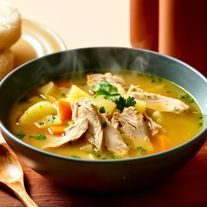Sopa de pollo con papa